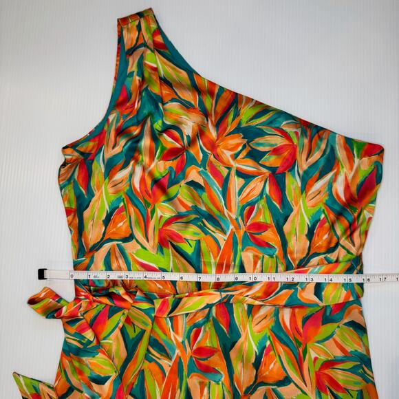 Nicole Miller One Shoulder Tropical Maxi Dress Women's 10 Resort Vacation Cruise - Picture 8 of 16